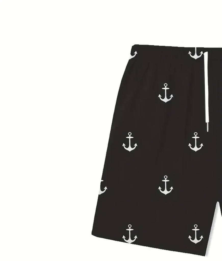 Men's anchor black beach Shorts  
