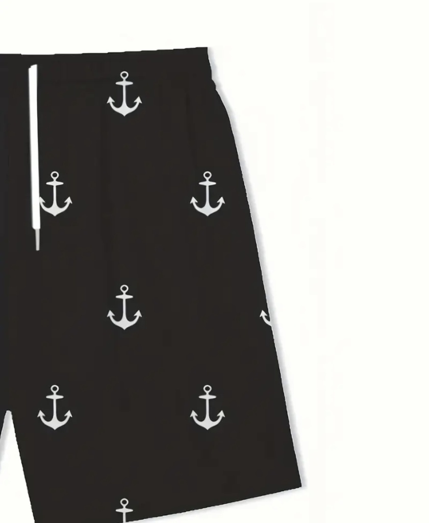 Men's anchor black beach Shorts  