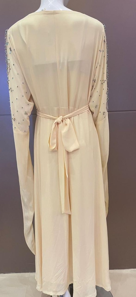Stylish yellow chiffon long sleeve dress with lovely details