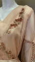 Lovely peach tulle dress with embellished flowing sleeves for a stylish look