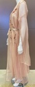 Lovely peach tulle dress with embellished flowing sleeves for a stylish look