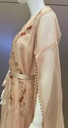 Lovely peach tulle dress with embellished flowing sleeves for a stylish look