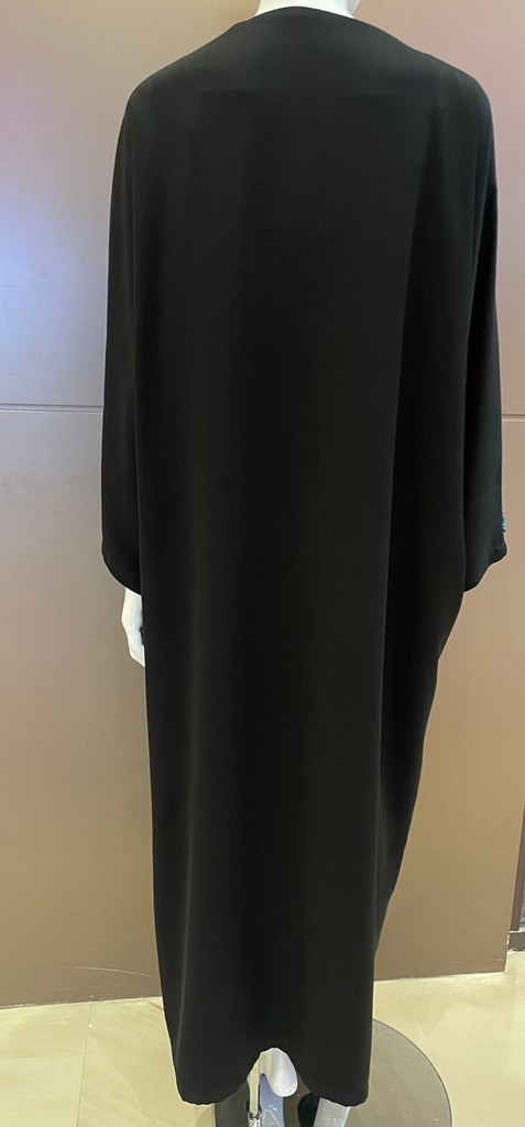 Black Abaya beautifully enhanced with elegant touches of blue