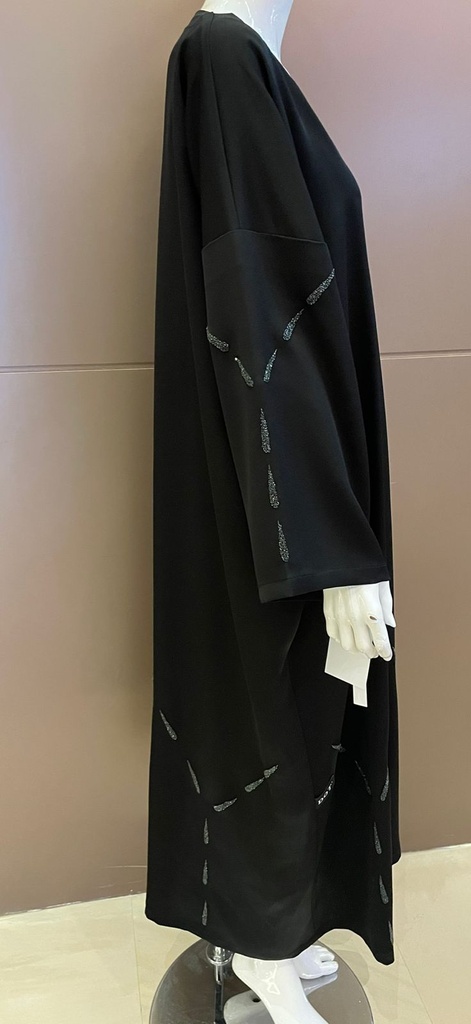 Stylish black abaya beautifully decorated with crystals