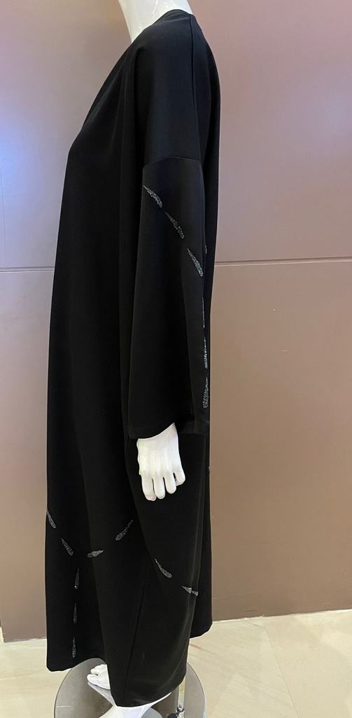 Stylish black abaya beautifully decorated with crystals