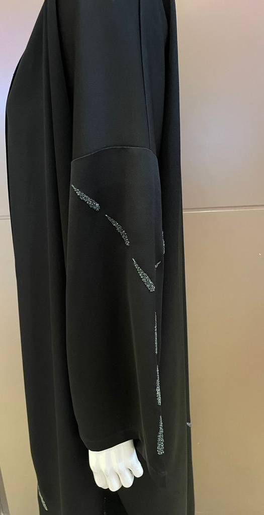 Stylish black abaya beautifully decorated with crystals