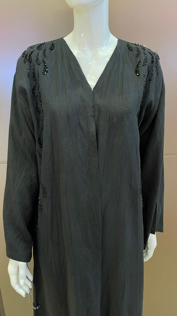 Chic Black Abaya with Beautifully Embroidered Beads  