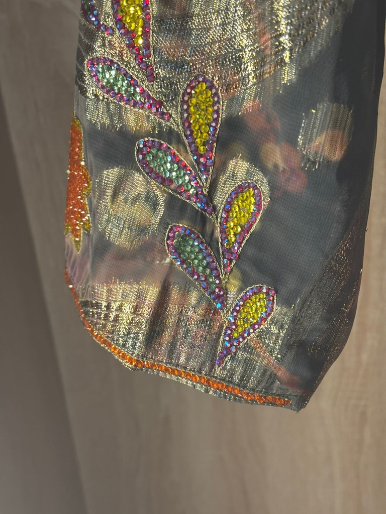 Amber Blossom Hand-Embroidered Luxe Dress