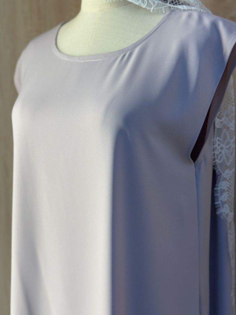 The lady lace light purple abaya