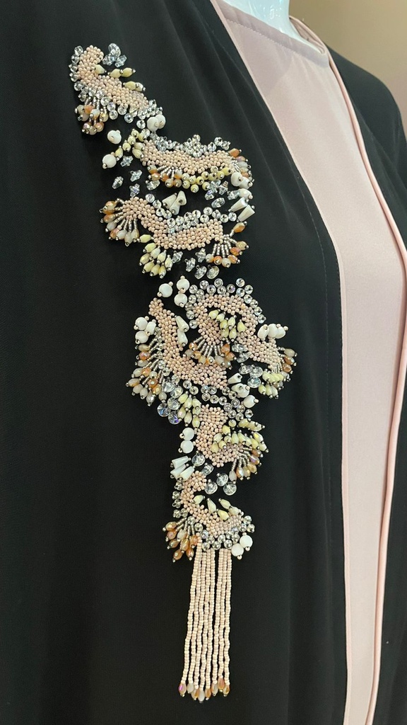 exquisitely crafted Black Embroidered abaya set 
