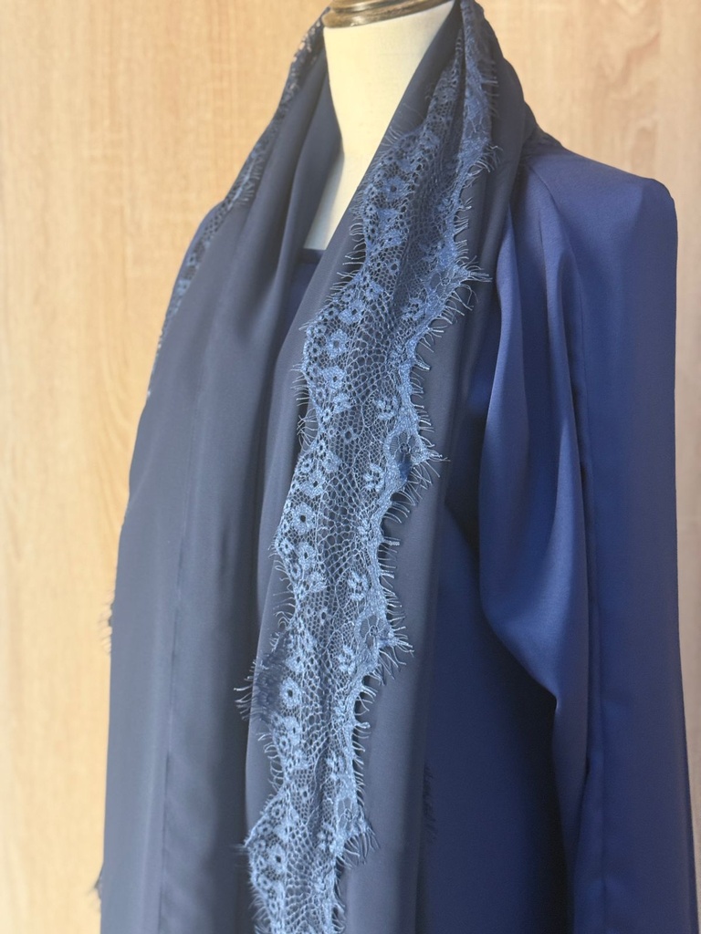 Royal Blue Lace Abaya, Dress And Shaila Set