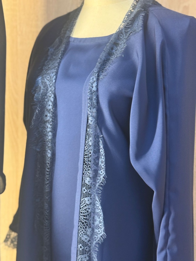 Royal Blue Lace Abaya, Dress And Shaila Set