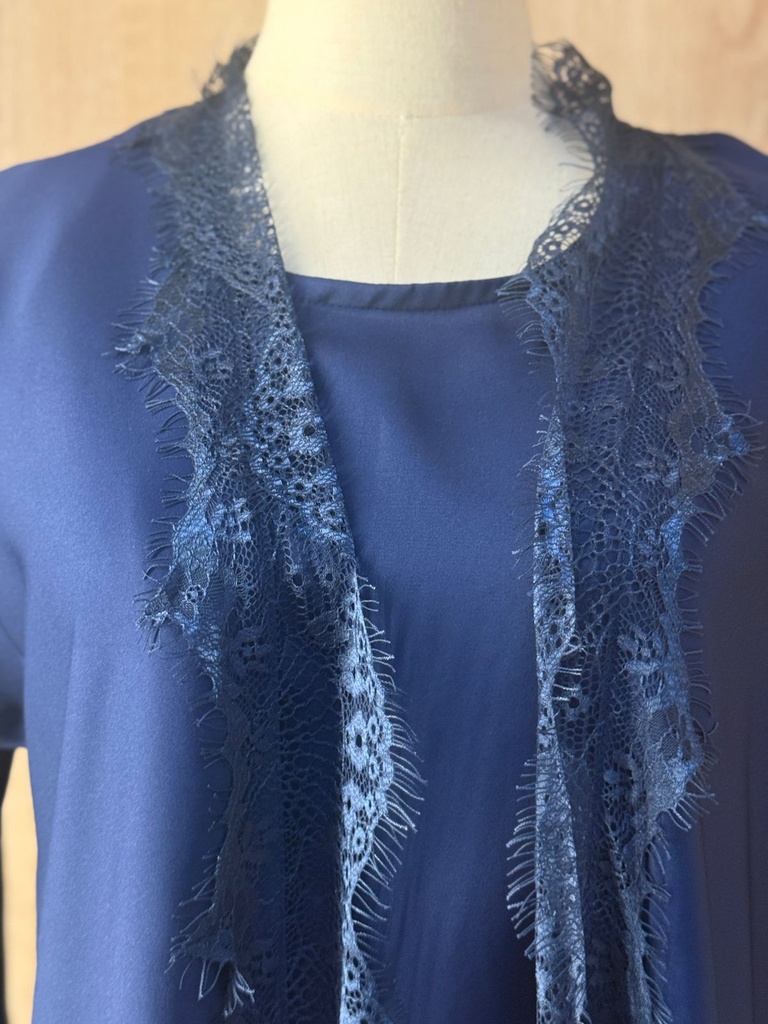 Royal Blue Lace Abaya, Dress And Shaila Set