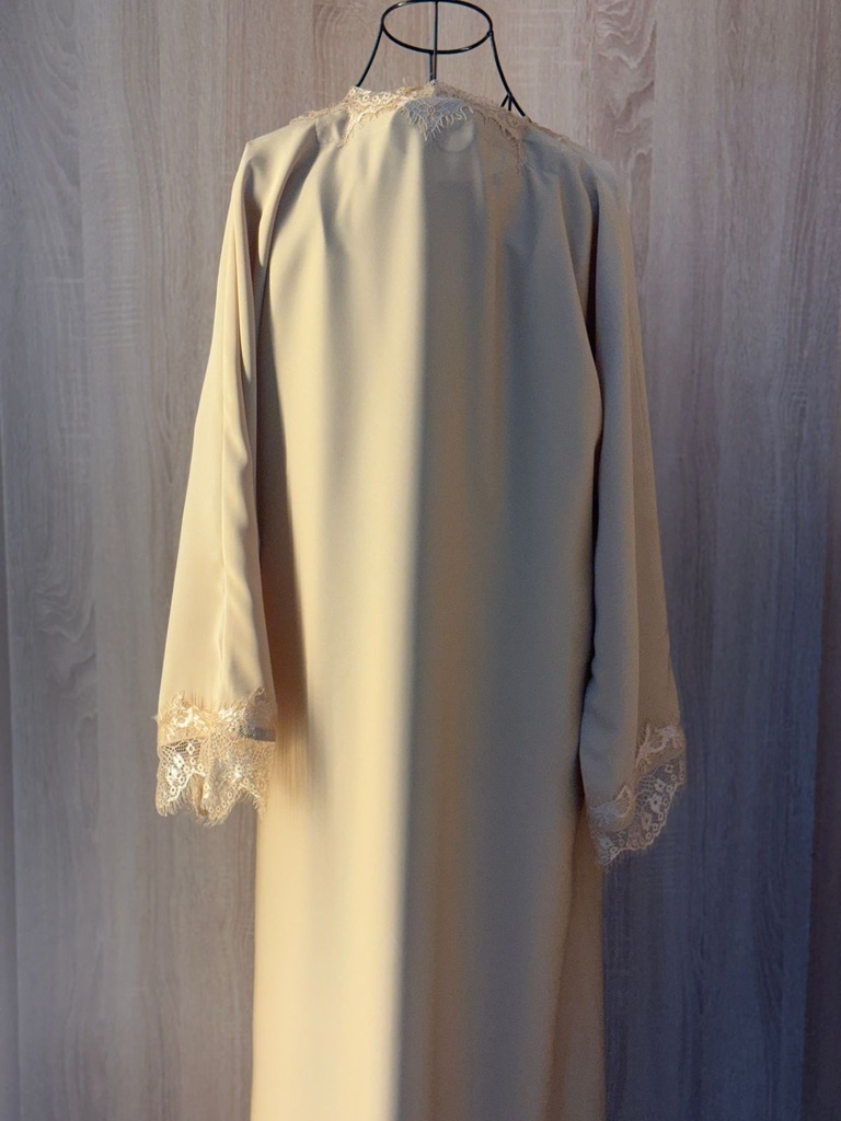 Khaki Lace Abaya Dress & Shaila Set