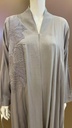 Elegant Grey Embellished Abaya with Intricate Designs
