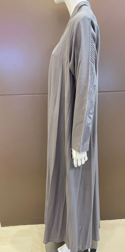 Elegant Grey Embellished Abaya with Intricate Designs