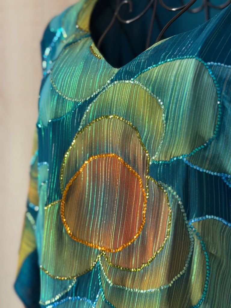 Green Circles hand beaded thoub