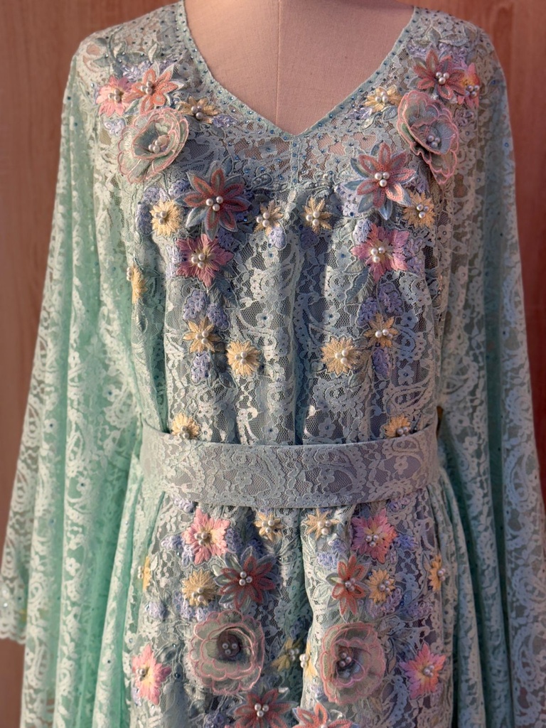 Floral turquoise lace Dress