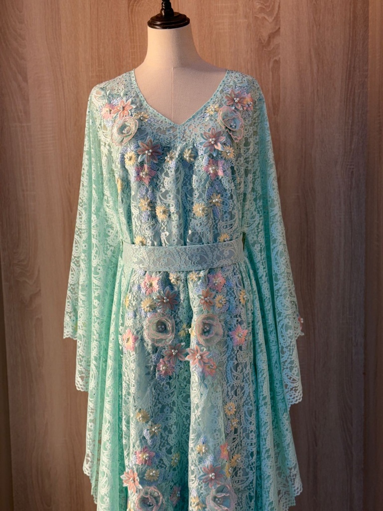 Floral turquoise lace Dress