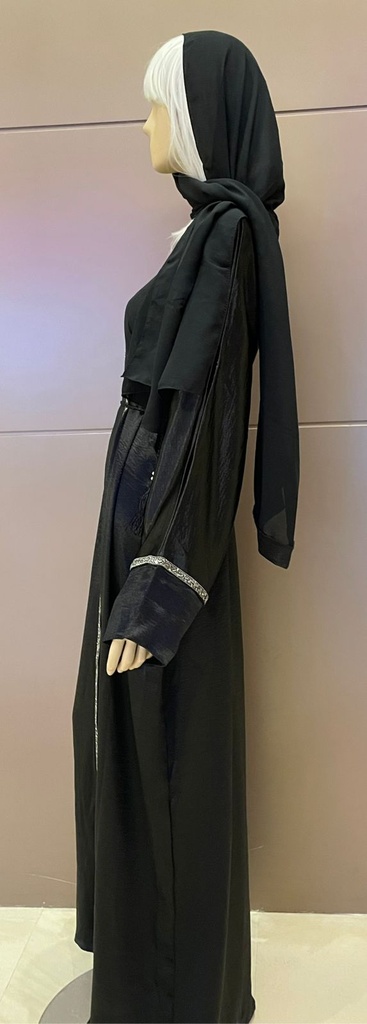 Black Shiny Abaya With Dress And Shaila