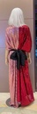 Red-Pink Kaftan with Sequined Embroider