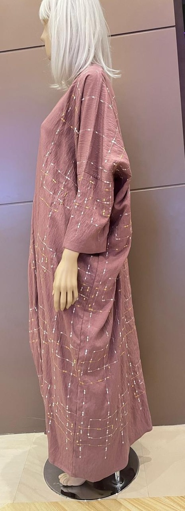 Bisht Pink Embroidered Abaya With Dress