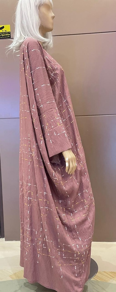 Bisht Pink Embroidered Abaya With Dress