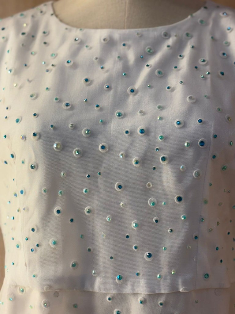 Elegant White Dress Embellished With Beaded Details Design 