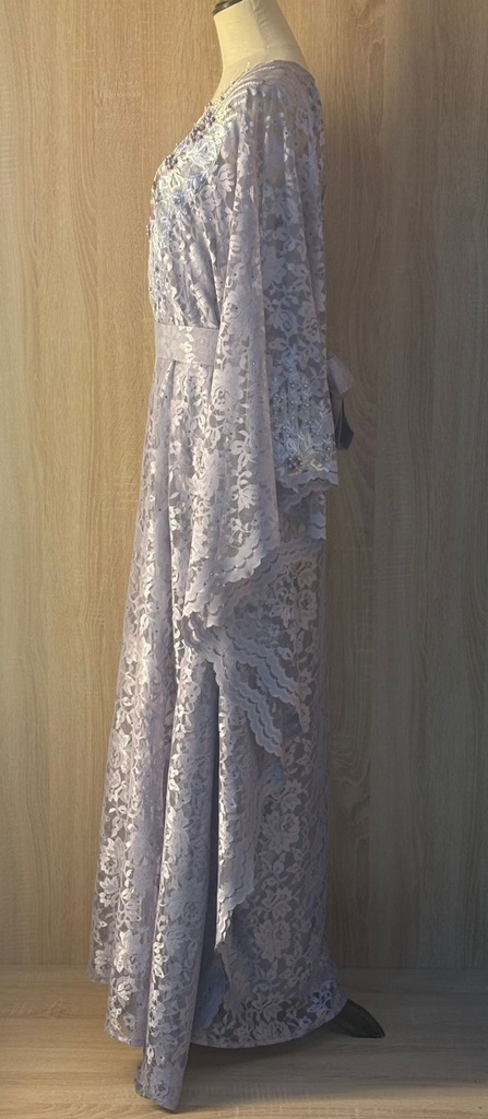 Elegant  grey dress embellished with beads  