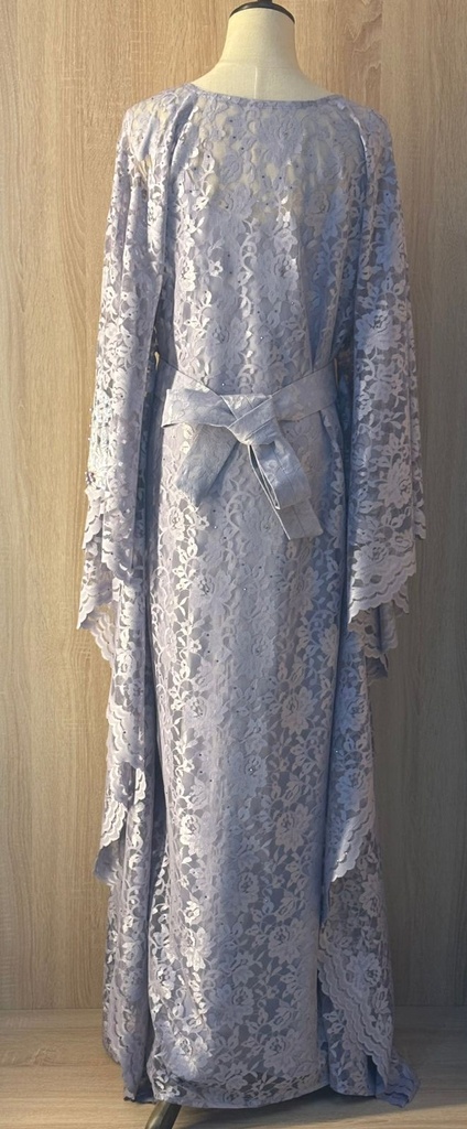 Elegant  grey dress embellished with beads  