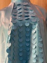 Elegant Sky Blue Satin Dress with Circular Embellishments
