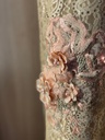Golden Floral Lace Abaya With Dress And Sheila