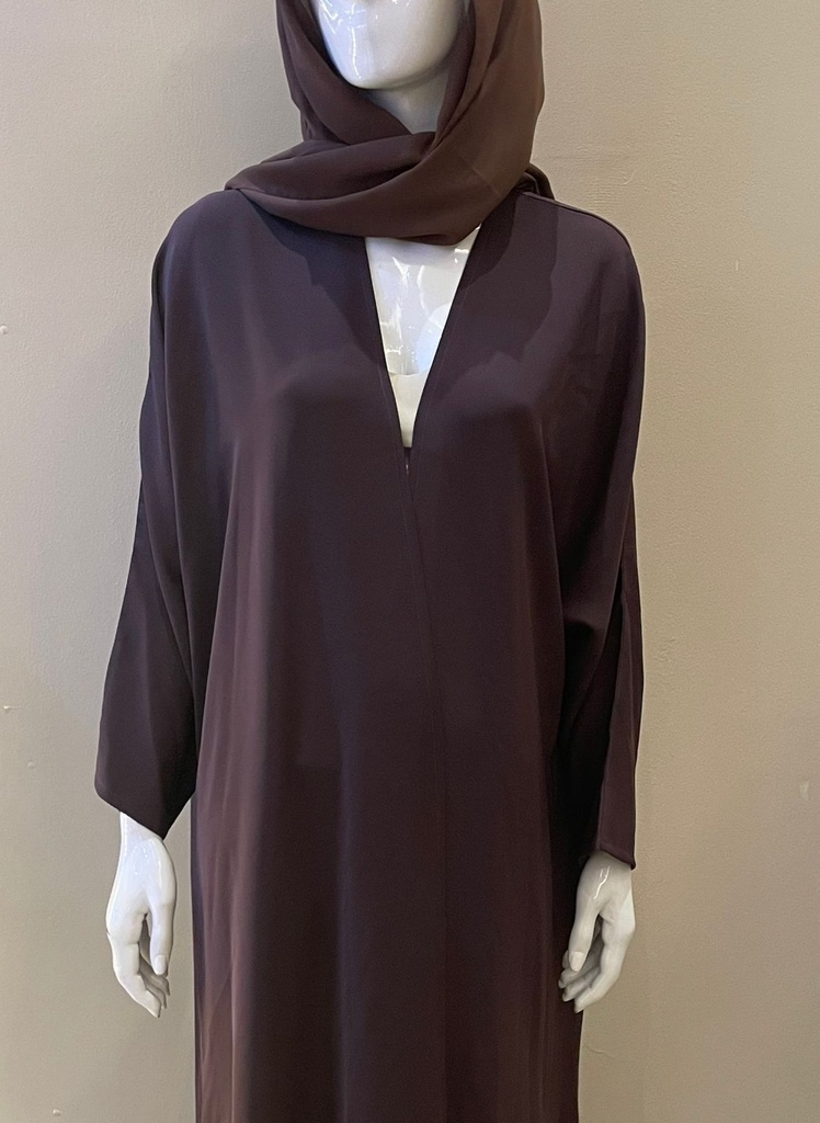 Elegant dark brown open abaya