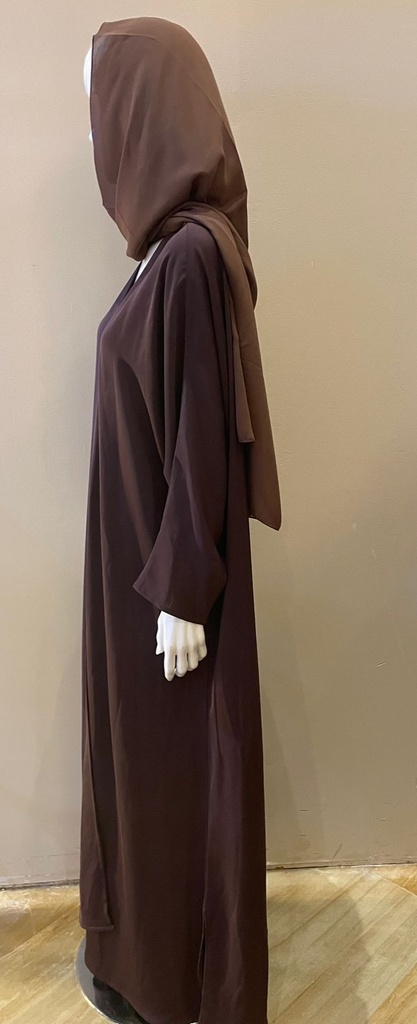 Elegant dark brown open abaya