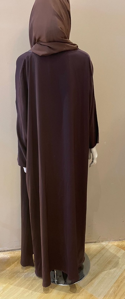 Elegant dark brown open abaya