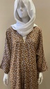 Elegant Floral Design in White and Brown ABAYA  