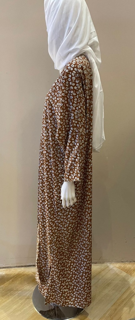Elegant Floral Design in White and Brown ABAYA  