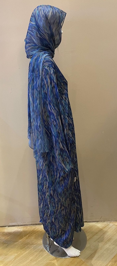 Elegant Blue Abstract Print Abaya