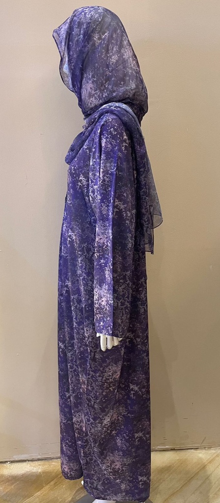 Chic Purple Abaya with an Artistic Marble Pattern