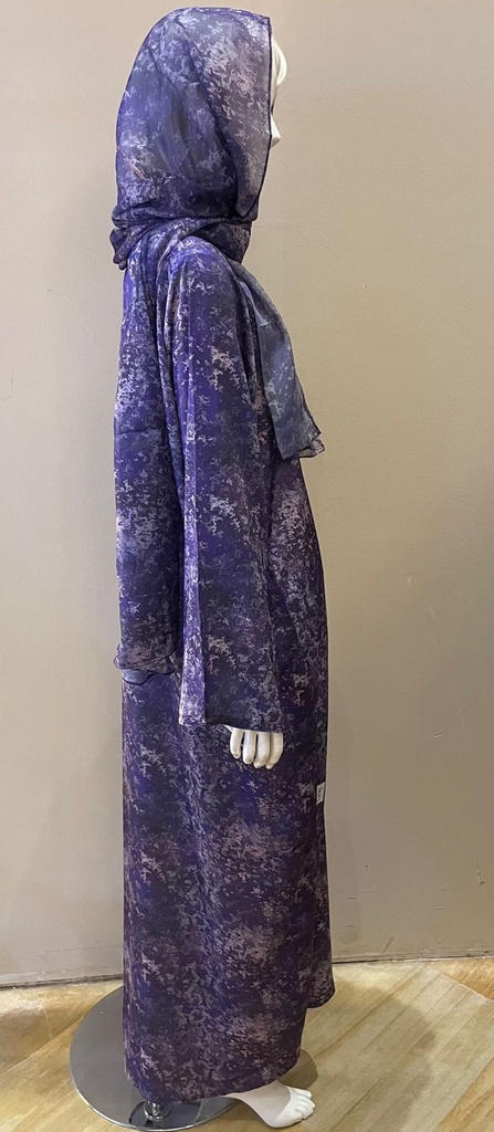 Chic Purple Abaya with an Artistic Marble Pattern