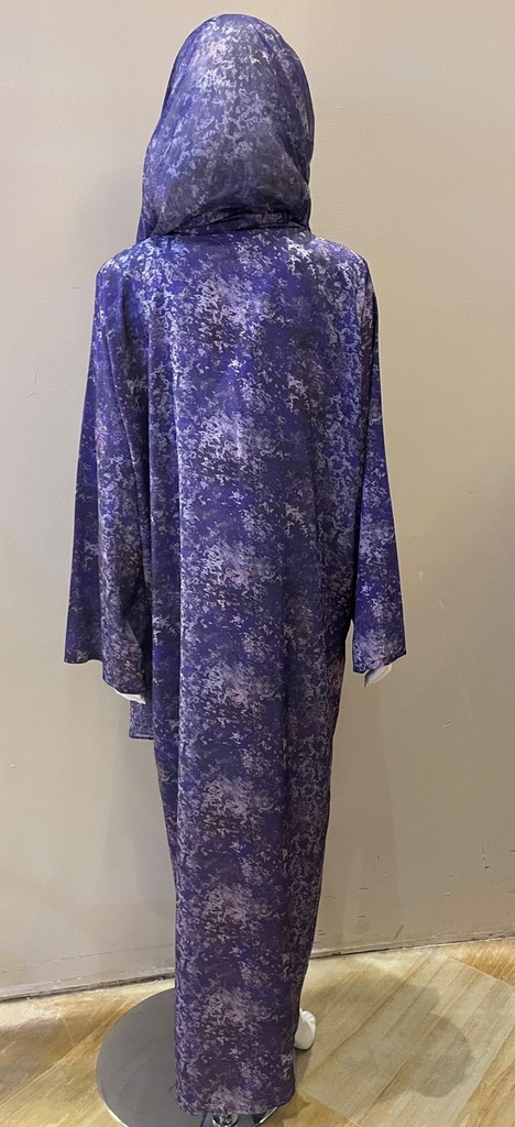 Chic Purple Abaya with an Artistic Marble Pattern
