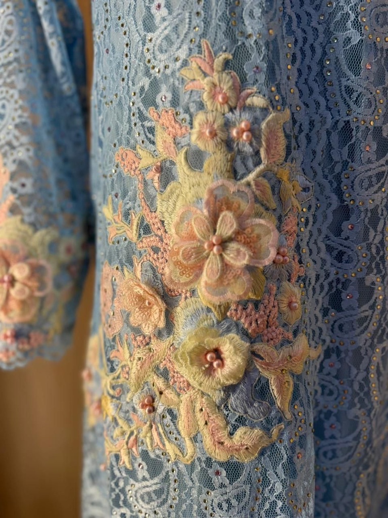 Elegant Lace Abaya, Dress And Shaila Set 