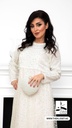 Elegant White Dress Embellished With Beaded Details Design 