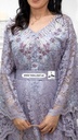 Elegant  grey dress embellished with beads  