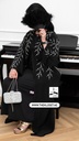 Sliver branches hand beaded black abaya