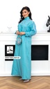 Elegant Sky Blue Satin Dress with Circular Embellishments