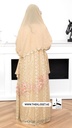 Golden Floral Lace Abaya With Dress And Sheila