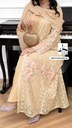 Golden Floral Lace Abaya With Dress And Sheila