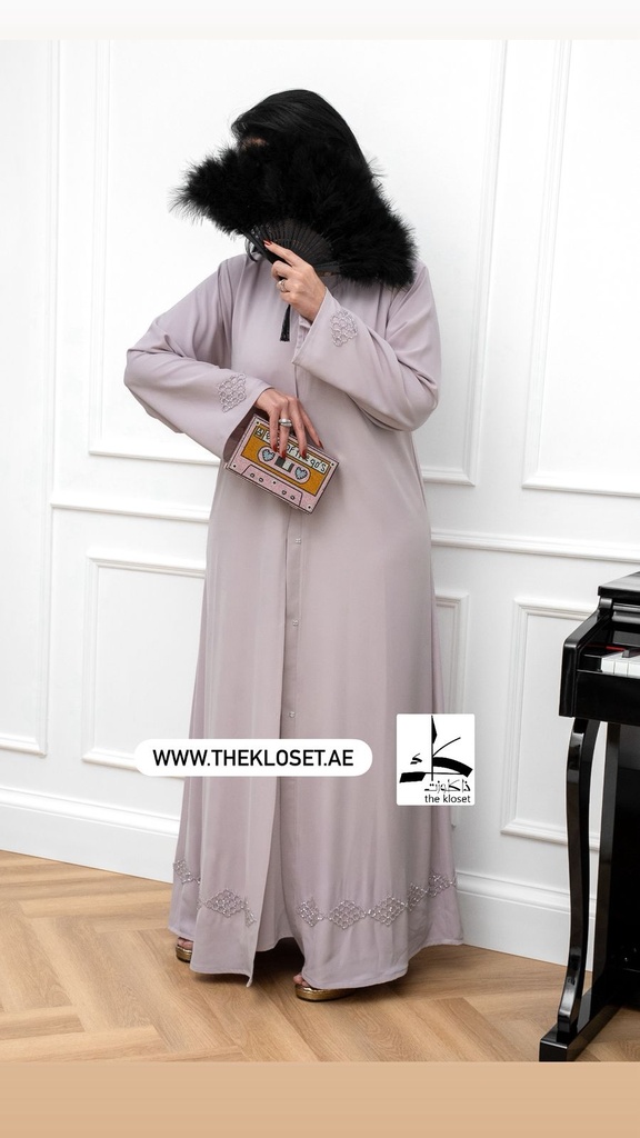 Soft pink Beaded Abaya