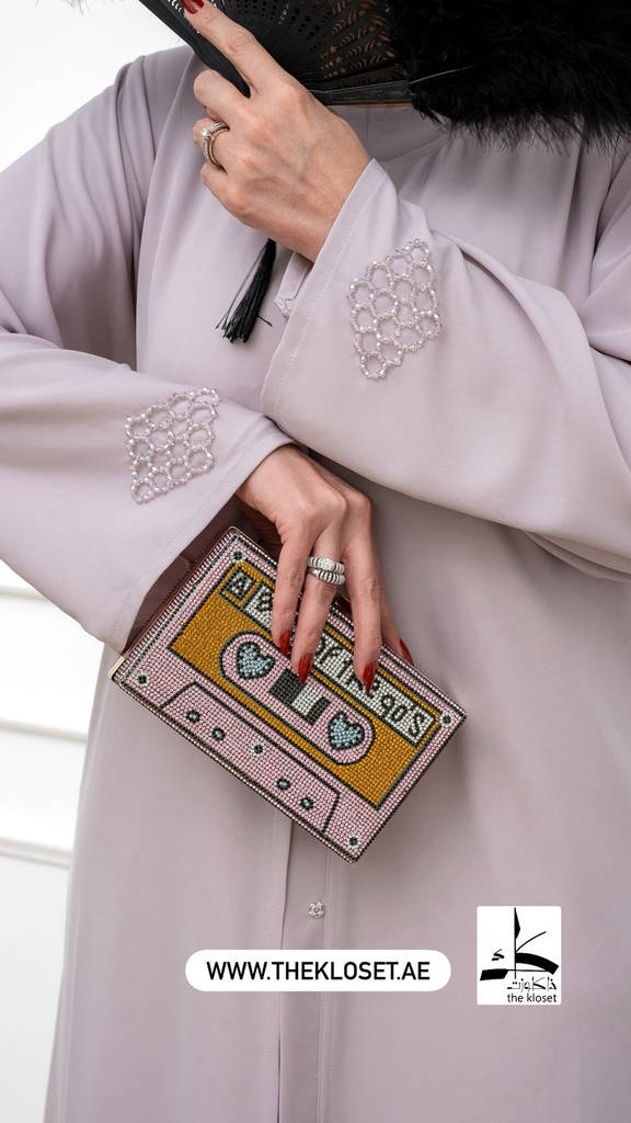 Soft pink Beaded Abaya